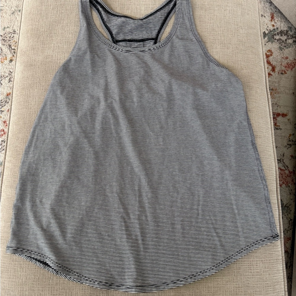 Lululemon Athletica Black and White Striped Tank Top
